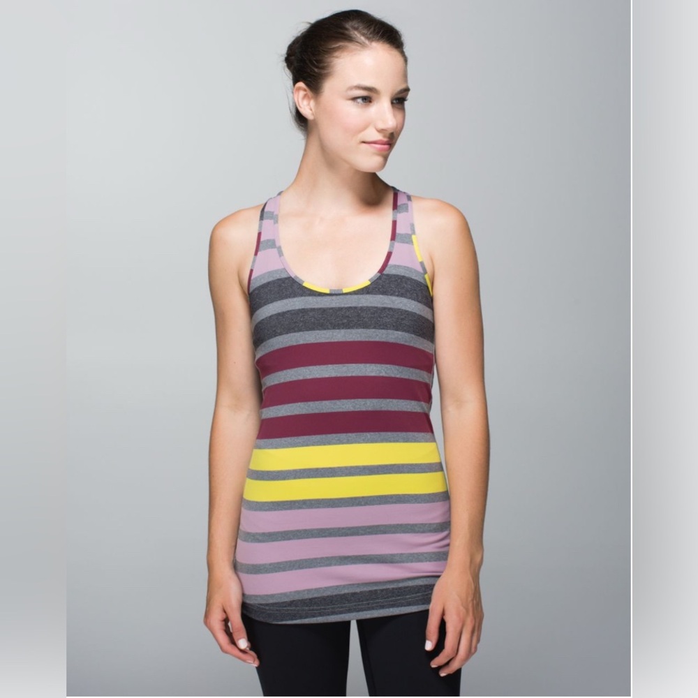 🦋HP!🦋Lululemon | Cool Racerback in Triplet Twin Stripe Mauvelous Heathered Slate